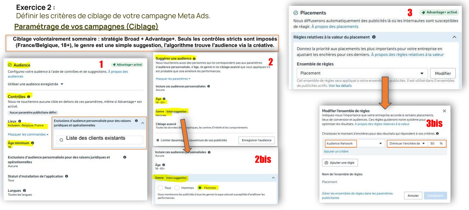 Captures du ciblage Meta Ads