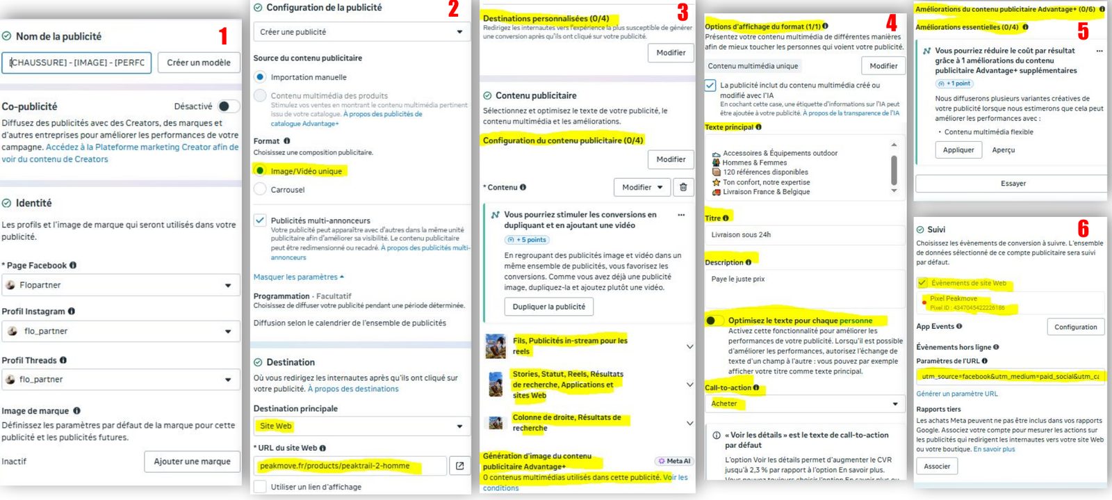 Captures des publicités Meta
